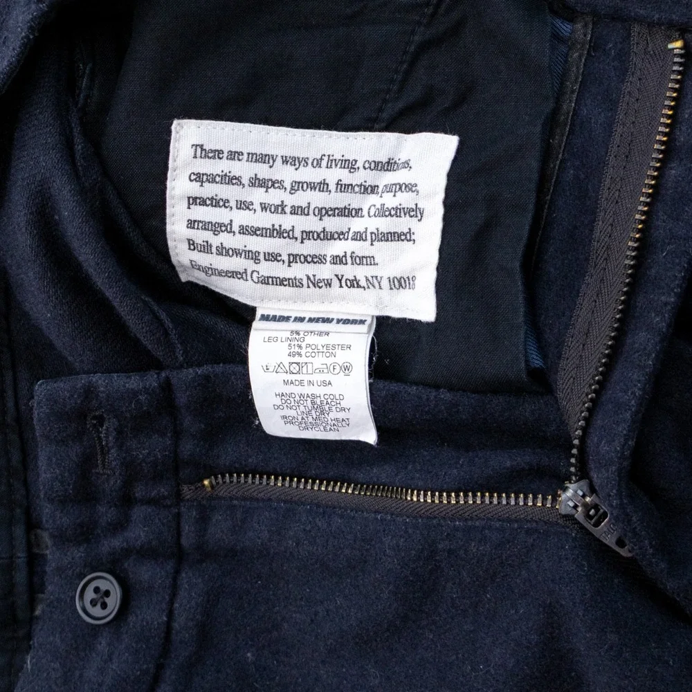 Engineered Garments Wool Blend Tapered Pants Navy Size 1 US S EU 44-46 Made USA